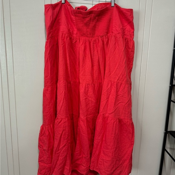 Universal Thread NWOT Women's 4x Coral Knotted Front Tiered Strapless Dress - Picture 5 of 8